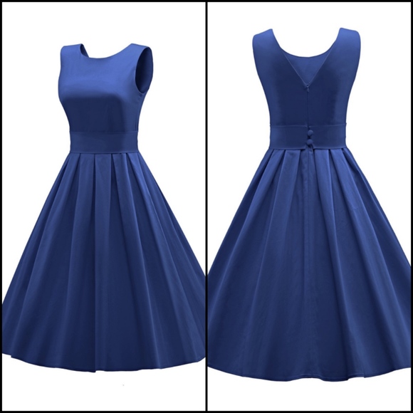 Dresses & Skirts - Blue Retro Inspired Swing Dress; XL
